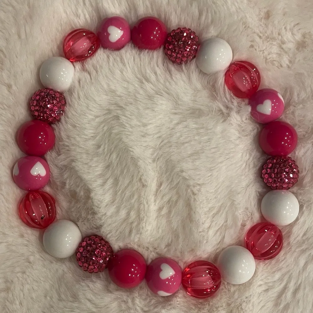 Valentine's Day Chunky Bubble Gum Beaded necklace - Picture 1 of 4
